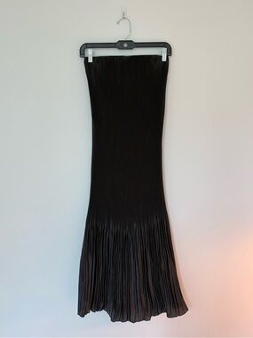 Abercrombie & Fitch Giselle Pleat Release Black Strapless Midi Dress